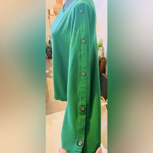 J. Jill - Emerald Green, Long Sleeved, Unique Buttons on Sleeves Shirt